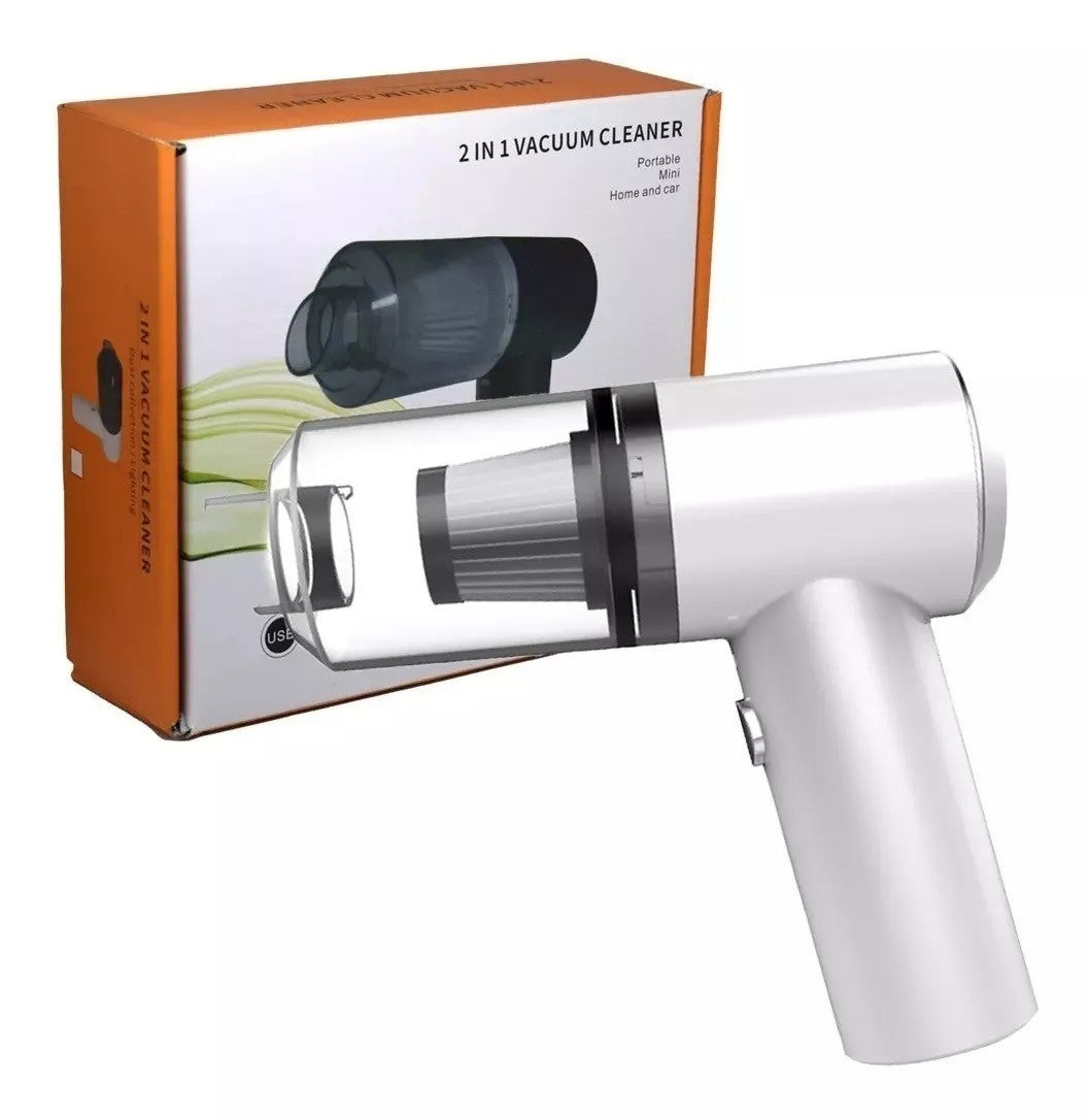 Aspiradora Portátil 2 en 1 | Mini Aspiradora Recargable para Auto y Hogar